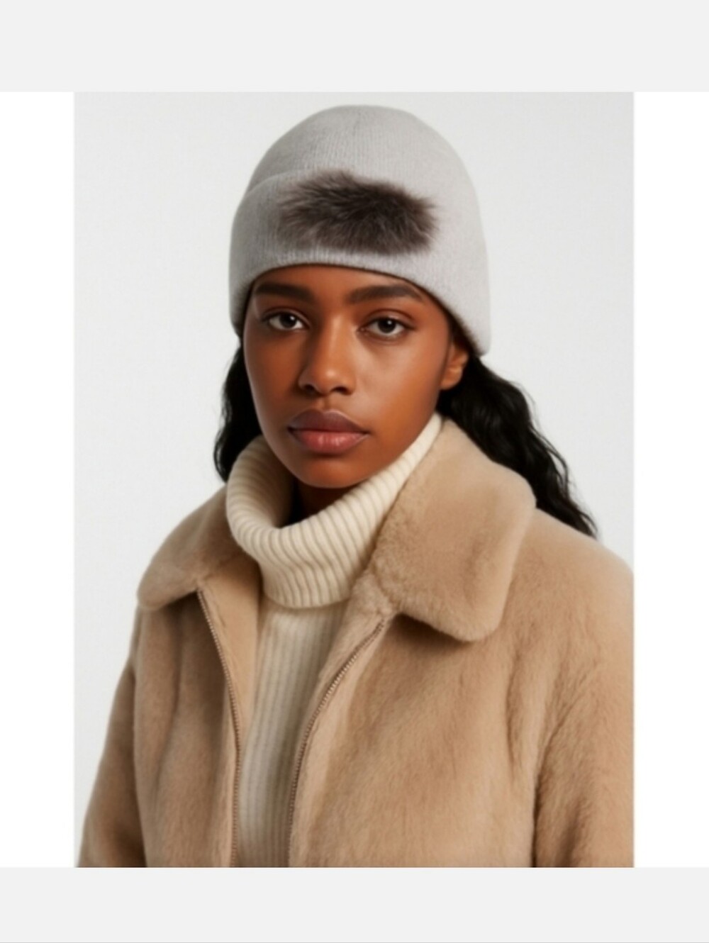 NWT BRUNELLO CUCINELLI WOOL BEANIE FUR TRIM